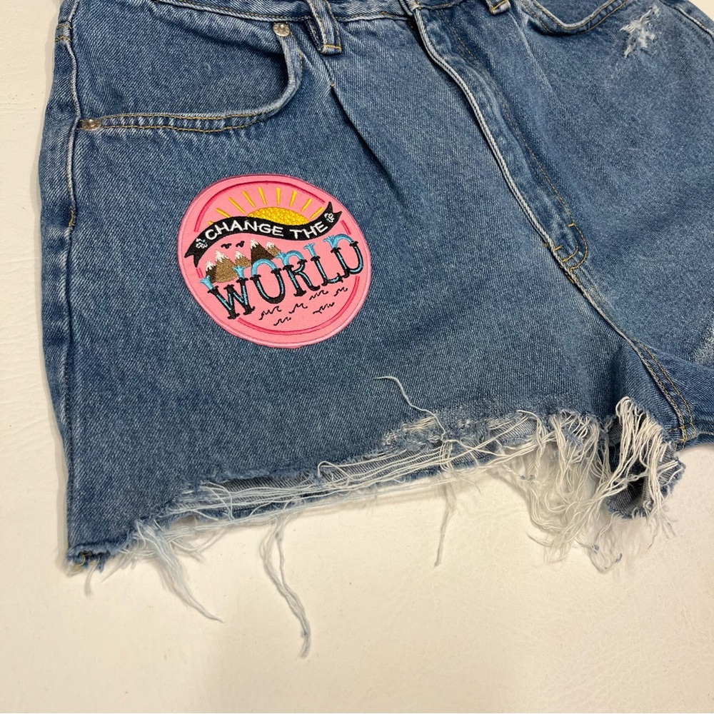 Vintage Custom Distressed Jean Shorts Size 12 - Picture 2 of 12